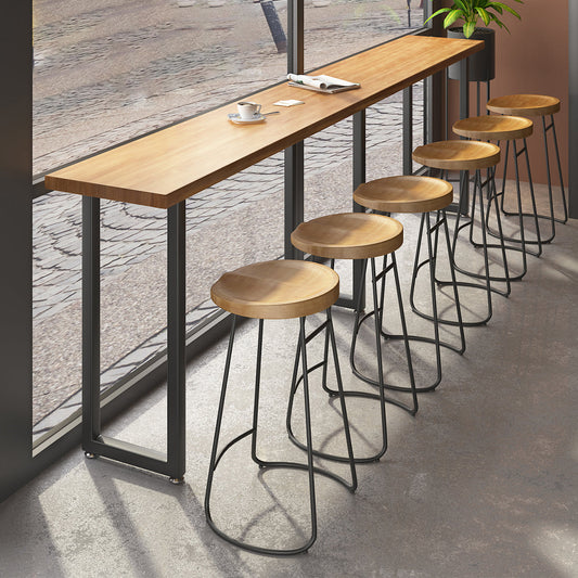 Contemporary Dining Stools Solid Wood Bar Stools with Footrest