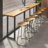 Contemporary Dining Stools Solid Wood Bar Stools with Footrest
