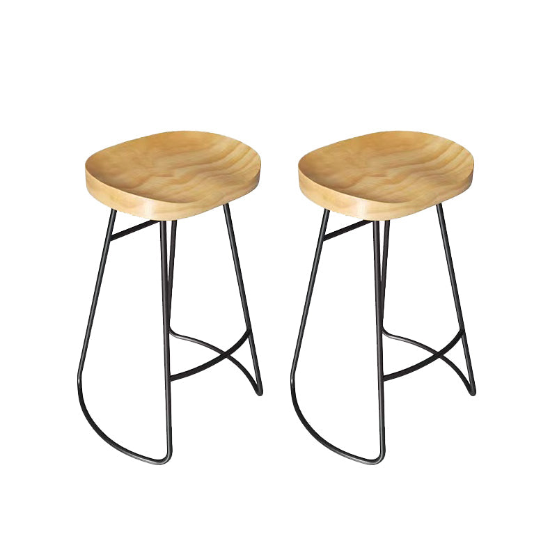 Contemporary Dining Stools Solid Wood Bar Stools with Footrest