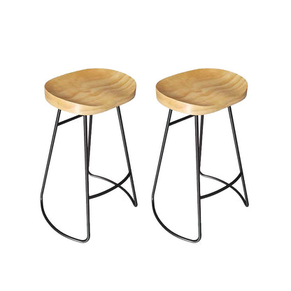 Contemporary Dining Stools Solid Wood Bar Stools with Footrest