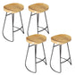 Contemporary Dining Stools Solid Wood Bar Stools with Footrest