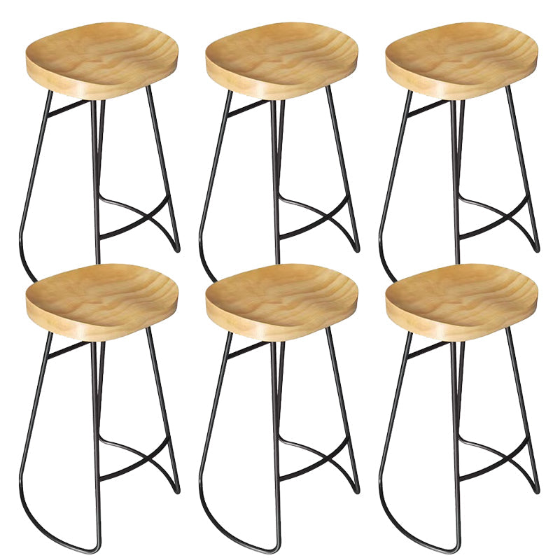 Contemporary Dining Stools Solid Wood Bar Stools with Footrest