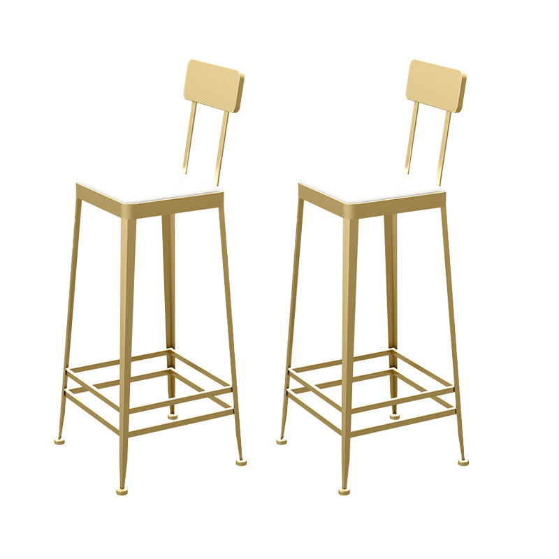 Industrial Low Back Barstools Square Bar Stools with Metal Base Gold 2 Piece Set Bar Stool(30"H) Clearhalo 'Bar Furniture' 'Bar Stools' 'bar_stools' 'furn' 'furn_bar_stools' 'Furniture' 'Kitchen & Dining Furniture' 6962262