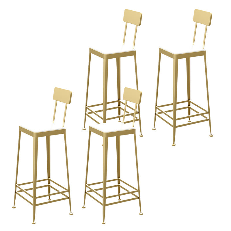 Industrial Low Back Barstools Square Bar Stools with Metal Base Gold 4 Piece Set Bar Stool(30"H) Clearhalo 'Bar Furniture' 'Bar Stools' 'bar_stools' 'furn' 'furn_bar_stools' 'Furniture' 'Kitchen & Dining Furniture' 6962264