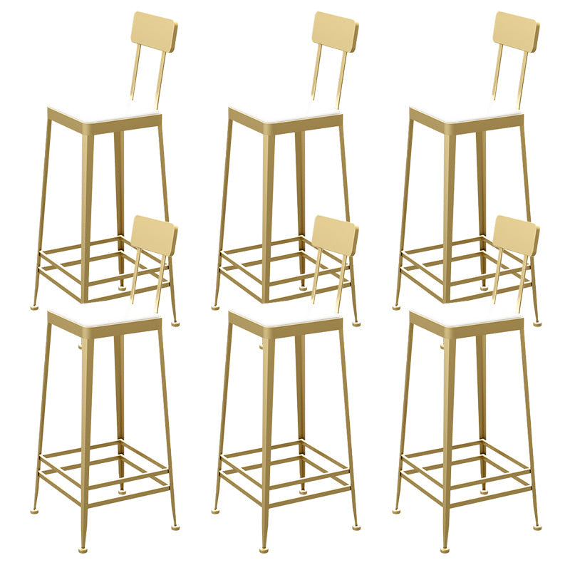 Industrial Low Back Barstools Square Bar Stools with Metal Base Gold 6 Piece Set Bar Stool(30"H) Clearhalo 'Bar Furniture' 'Bar Stools' 'bar_stools' 'furn' 'furn_bar_stools' 'Furniture' 'Kitchen & Dining Furniture' 6962265