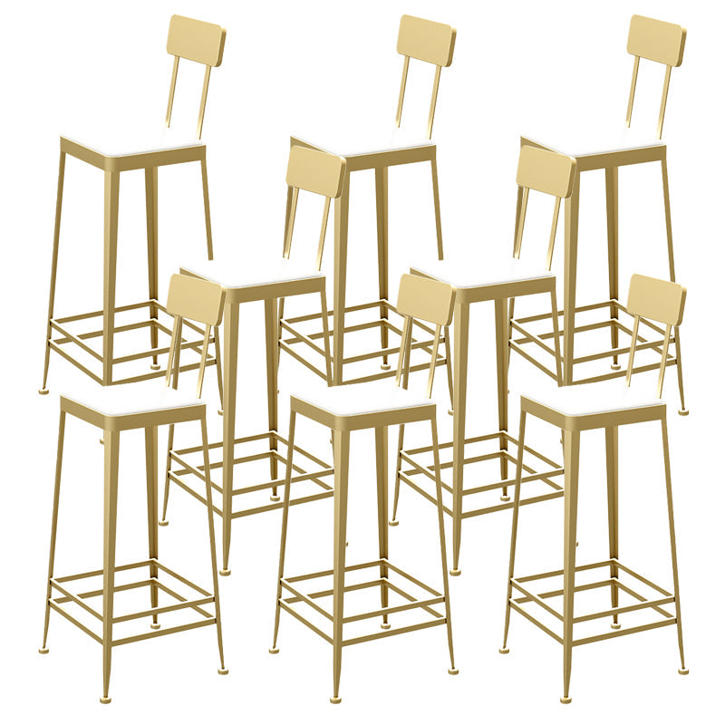Industrial Low Back Barstools Square Bar Stools with Metal Base Gold 8 Piece Set Bar Stool(30"H) Clearhalo 'Bar Furniture' 'Bar Stools' 'bar_stools' 'furn' 'furn_bar_stools' 'Furniture' 'Kitchen & Dining Furniture' 6962267
