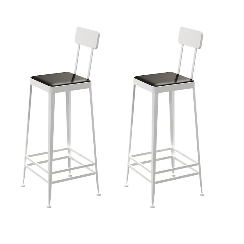 Industrial Low Back Barstools Square Bar Stools with Metal Base White 2 Piece Set Bar Stool(30"H) Clearhalo 'Bar Furniture' 'Bar Stools' 'bar_stools' 'furn' 'furn_bar_stools' 'Furniture' 'Kitchen & Dining Furniture' 6962271