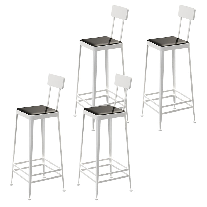 Industrial Low Back Barstools Square Bar Stools with Metal Base White 4 Piece Set Bar Stool(30"H) Clearhalo 'Bar Furniture' 'Bar Stools' 'bar_stools' 'furn' 'furn_bar_stools' 'Furniture' 'Kitchen & Dining Furniture' 6962273