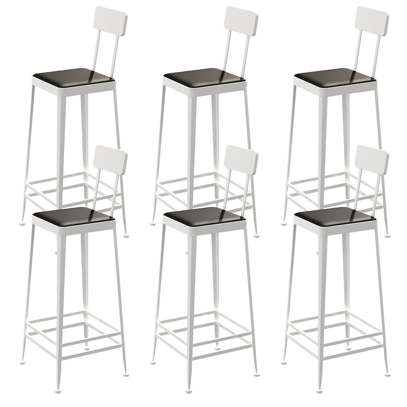Industrial Low Back Barstools Square Bar Stools with Metal Base White 6 Piece Set Bar Stool(30"H) Clearhalo 'Bar Furniture' 'Bar Stools' 'bar_stools' 'furn' 'furn_bar_stools' 'Furniture' 'Kitchen & Dining Furniture' 6962275