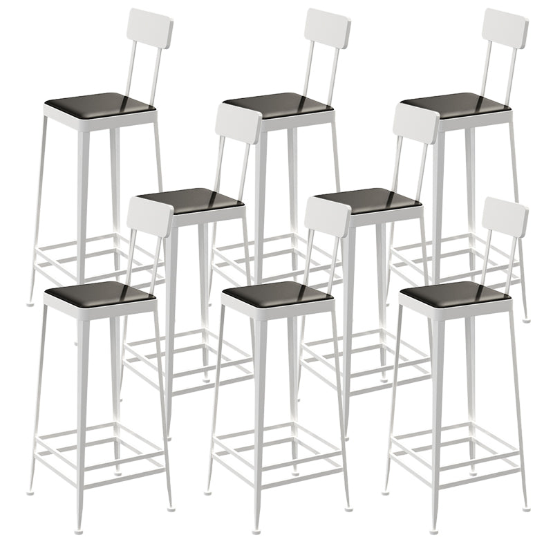 Industrial Low Back Barstools Square Bar Stools with Metal Base White 8 Piece Set Bar Stool(30"H) Clearhalo 'Bar Furniture' 'Bar Stools' 'bar_stools' 'furn' 'furn_bar_stools' 'Furniture' 'Kitchen & Dining Furniture' 6962276