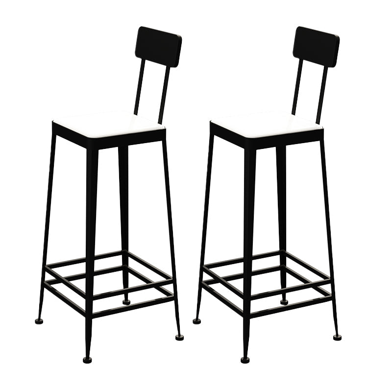 Industrial Low Back Barstools Square Bar Stools with Metal Base Black 2 Piece Set Bar Stool(30"H) Clearhalo 'Bar Furniture' 'Bar Stools' 'bar_stools' 'furn' 'furn_bar_stools' 'Furniture' 'Kitchen & Dining Furniture' 6962279
