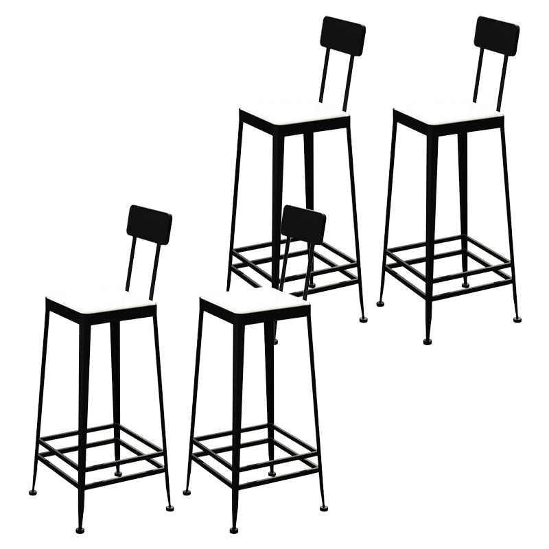 Industrial Low Back Barstools Square Bar Stools with Metal Base Black 4 Piece Set Bar Stool(30"H) Clearhalo 'Bar Furniture' 'Bar Stools' 'bar_stools' 'furn' 'furn_bar_stools' 'Furniture' 'Kitchen & Dining Furniture' 6962280