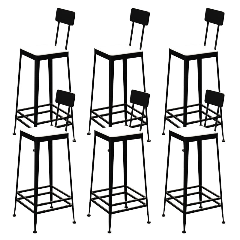 Industrial Low Back Barstools Square Bar Stools with Metal Base Black 6 Piece Set Bar Stool(30"H) Clearhalo 'Bar Furniture' 'Bar Stools' 'bar_stools' 'furn' 'furn_bar_stools' 'Furniture' 'Kitchen & Dining Furniture' 6962281