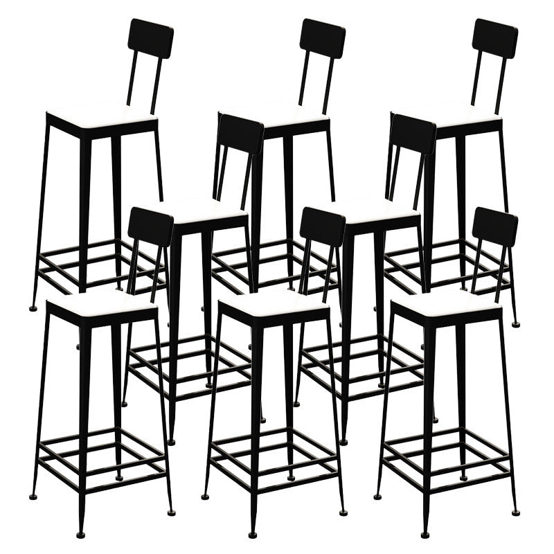 Industrial Low Back Barstools Square Bar Stools with Metal Base Black 8 Piece Set Bar Stool(30"H) Clearhalo 'Bar Furniture' 'Bar Stools' 'bar_stools' 'furn' 'furn_bar_stools' 'Furniture' 'Kitchen & Dining Furniture' 6962282