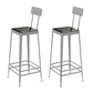 Industrial Low Back Barstools Square Bar Stools with Metal Base Silver 2 Piece Set Bar Stool(30"H) Clearhalo 'Bar Furniture' 'Bar Stools' 'bar_stools' 'furn' 'furn_bar_stools' 'Furniture' 'Kitchen & Dining Furniture' 6962283
