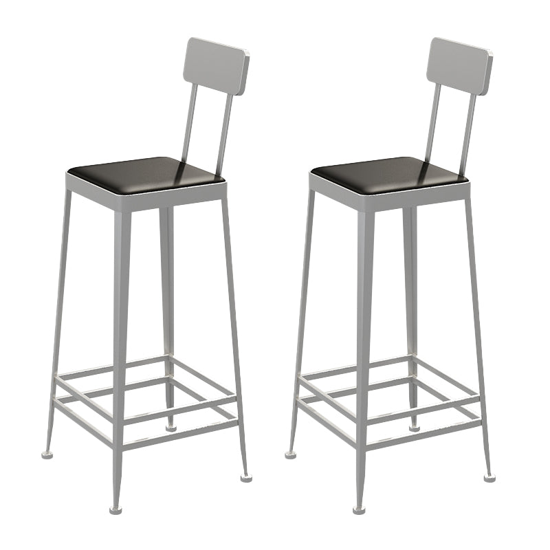 Industrial Low Back Barstools Square Bar Stools with Metal Base Silver 2 Piece Set Bar Stool(30"H) Clearhalo 'Bar Furniture' 'Bar Stools' 'bar_stools' 'furn' 'furn_bar_stools' 'Furniture' 'Kitchen & Dining Furniture' 6962283