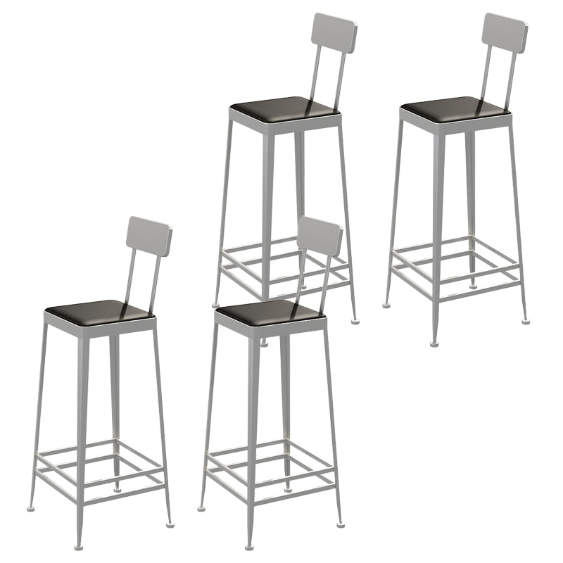 Industrial Low Back Barstools Square Bar Stools with Metal Base Silver 4 Piece Set Bar Stool(30"H) Clearhalo 'Bar Furniture' 'Bar Stools' 'bar_stools' 'furn' 'furn_bar_stools' 'Furniture' 'Kitchen & Dining Furniture' 6962284
