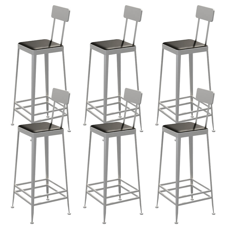Industrial Low Back Barstools Square Bar Stools with Metal Base Silver 6 Piece Set Bar Stool(30"H) Clearhalo 'Bar Furniture' 'Bar Stools' 'bar_stools' 'furn' 'furn_bar_stools' 'Furniture' 'Kitchen & Dining Furniture' 6962285