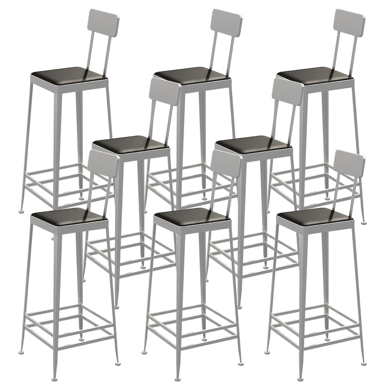 Industrial Low Back Barstools Square Bar Stools with Metal Base Silver 8 Piece Set Bar Stool(30"H) Clearhalo 'Bar Furniture' 'Bar Stools' 'bar_stools' 'furn' 'furn_bar_stools' 'Furniture' 'Kitchen & Dining Furniture' 6962286