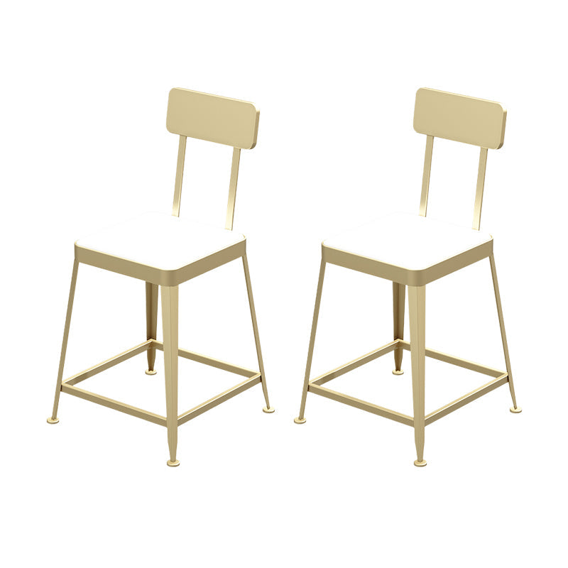 Industrial Low Back Barstools Square Bar Stools with Metal Base Gold 2 Piece Set Short Stool(18"H) Clearhalo 'Bar Furniture' 'Bar Stools' 'bar_stools' 'furn' 'furn_bar_stools' 'Furniture' 'Kitchen & Dining Furniture' 6962287