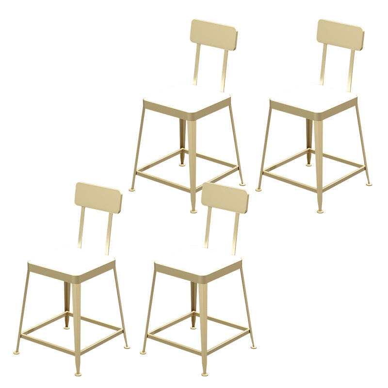 Industrial Low Back Barstools Square Bar Stools with Metal Base Gold 4 Piece Set Short Stool(18"H) Clearhalo 'Bar Furniture' 'Bar Stools' 'bar_stools' 'furn' 'furn_bar_stools' 'Furniture' 'Kitchen & Dining Furniture' 6962288