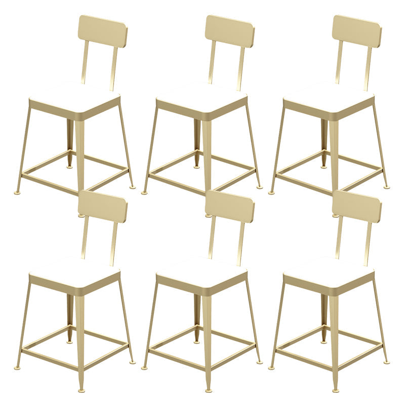 Industrial Low Back Barstools Square Bar Stools with Metal Base Gold 6 Piece Set Short Stool(18"H) Clearhalo 'Bar Furniture' 'Bar Stools' 'bar_stools' 'furn' 'furn_bar_stools' 'Furniture' 'Kitchen & Dining Furniture' 6962289