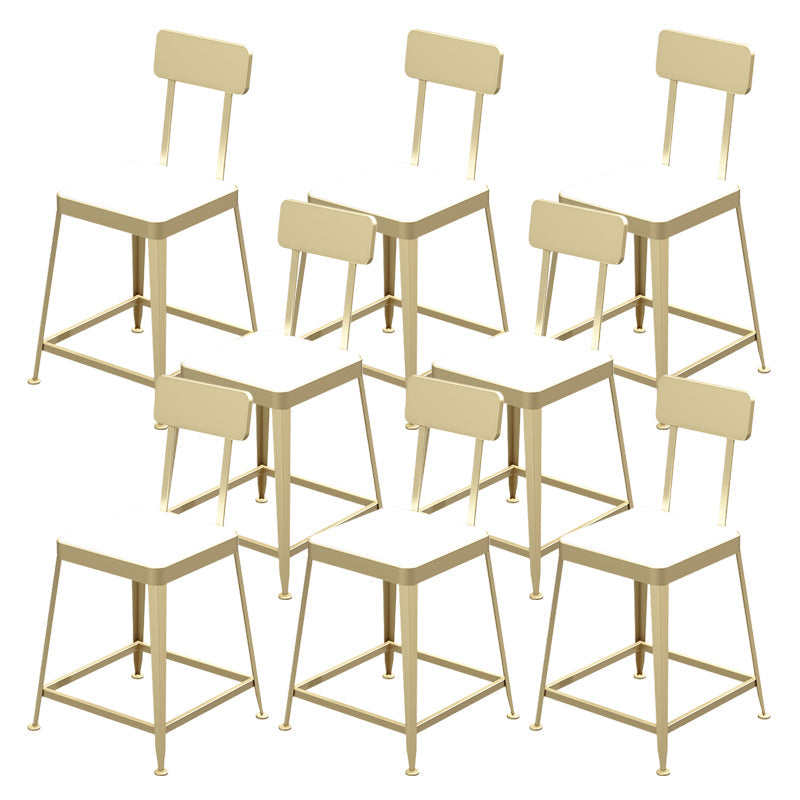 Industrial Low Back Barstools Square Bar Stools with Metal Base Gold 8 Piece Set Short Stool(18"H) Clearhalo 'Bar Furniture' 'Bar Stools' 'bar_stools' 'furn' 'furn_bar_stools' 'Furniture' 'Kitchen & Dining Furniture' 6962290