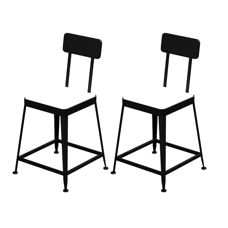 Industrial Low Back Barstools Square Bar Stools with Metal Base Black 2 Piece Set Short Stool(18"H) Clearhalo 'Bar Furniture' 'Bar Stools' 'bar_stools' 'furn' 'furn_bar_stools' 'Furniture' 'Kitchen & Dining Furniture' 6962291