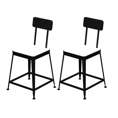 Industrial Low Back Barstools Square Bar Stools with Metal Base Black 2 Piece Set Short Stool(18"H) Clearhalo 'Bar Furniture' 'Bar Stools' 'bar_stools' 'furn' 'furn_bar_stools' 'Furniture' 'Kitchen & Dining Furniture' 6962291