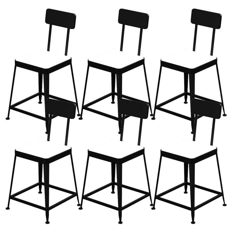 Industrial Low Back Barstools Square Bar Stools with Metal Base Black 6 Piece Set Short Stool(18"H) Clearhalo 'Bar Furniture' 'Bar Stools' 'bar_stools' 'furn' 'furn_bar_stools' 'Furniture' 'Kitchen & Dining Furniture' 6962293