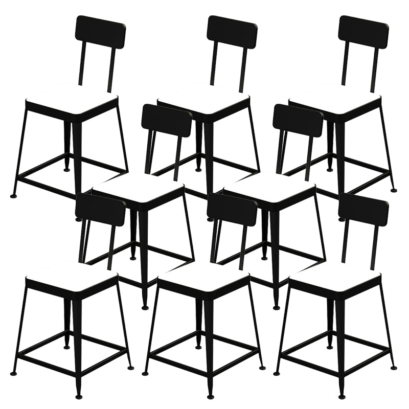Industrial Low Back Barstools Square Bar Stools with Metal Base Black 8 Piece Set Short Stool(18"H) Clearhalo 'Bar Furniture' 'Bar Stools' 'bar_stools' 'furn' 'furn_bar_stools' 'Furniture' 'Kitchen & Dining Furniture' 6962294