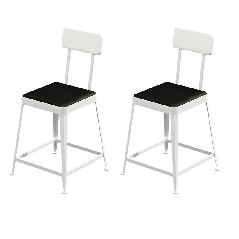 Industrial Low Back Barstools Square Bar Stools with Metal Base White 2 Piece Set Short Stool(18"H) Clearhalo 'Bar Furniture' 'Bar Stools' 'bar_stools' 'furn' 'furn_bar_stools' 'Furniture' 'Kitchen & Dining Furniture' 6962295