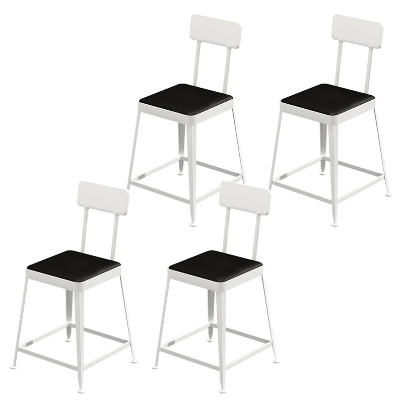 Industrial Low Back Barstools Square Bar Stools with Metal Base White 4 Piece Set Short Stool(18"H) Clearhalo 'Bar Furniture' 'Bar Stools' 'bar_stools' 'furn' 'furn_bar_stools' 'Furniture' 'Kitchen & Dining Furniture' 6962296