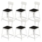 Industrial Low Back Barstools Square Bar Stools with Metal Base White 6 Piece Set Short Stool(18"H) Clearhalo 'Bar Furniture' 'Bar Stools' 'bar_stools' 'furn' 'furn_bar_stools' 'Furniture' 'Kitchen & Dining Furniture' 6962297