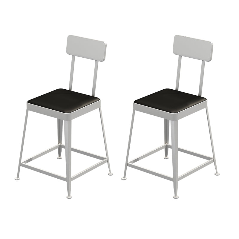 Industrial Low Back Barstools Square Bar Stools with Metal Base Silver 2 Piece Set Short Stool(18"H) Clearhalo 'Bar Furniture' 'Bar Stools' 'bar_stools' 'furn' 'furn_bar_stools' 'Furniture' 'Kitchen & Dining Furniture' 6962299