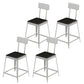 Industrial Low Back Barstools Square Bar Stools with Metal Base Silver 4 Piece Set Short Stool(18"H) Clearhalo 'Bar Furniture' 'Bar Stools' 'bar_stools' 'furn' 'furn_bar_stools' 'Furniture' 'Kitchen & Dining Furniture' 6962300