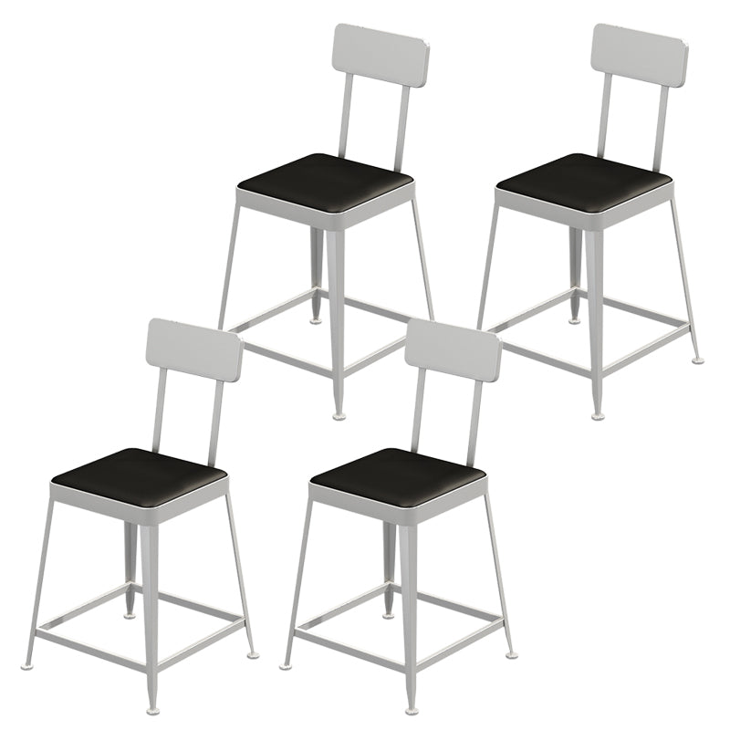 Industrial Low Back Barstools Square Bar Stools with Metal Base Silver 4 Piece Set Short Stool(18"H) Clearhalo 'Bar Furniture' 'Bar Stools' 'bar_stools' 'furn' 'furn_bar_stools' 'Furniture' 'Kitchen & Dining Furniture' 6962300
