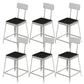 Industrial Low Back Barstools Square Bar Stools with Metal Base Silver 6 Piece Set Short Stool(18"H) Clearhalo 'Bar Furniture' 'Bar Stools' 'bar_stools' 'furn' 'furn_bar_stools' 'Furniture' 'Kitchen & Dining Furniture' 6962301