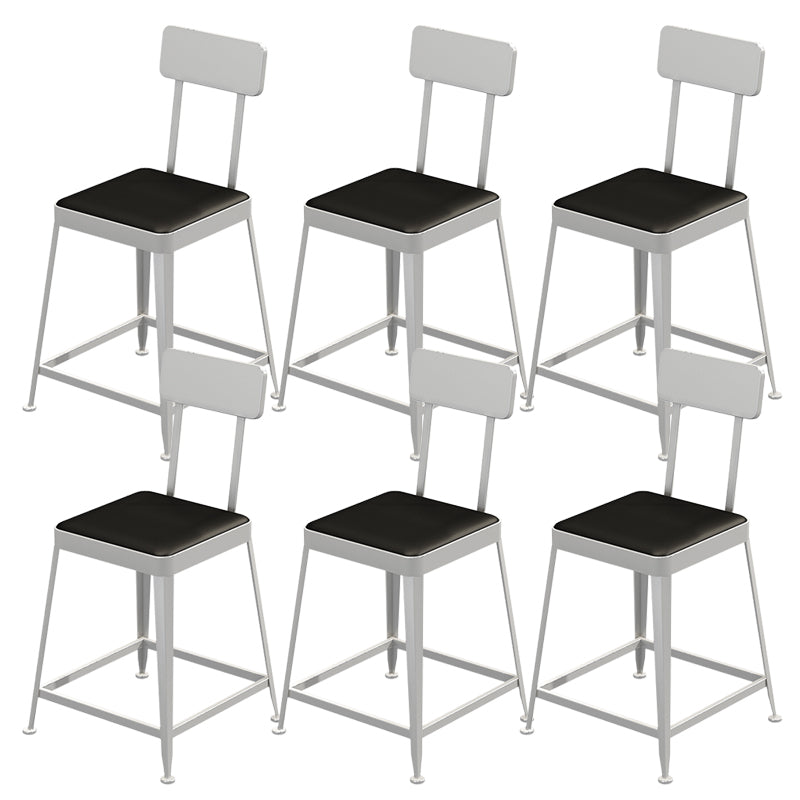 Industrial Low Back Barstools Square Bar Stools with Metal Base Silver 6 Piece Set Short Stool(18"H) Clearhalo 'Bar Furniture' 'Bar Stools' 'bar_stools' 'furn' 'furn_bar_stools' 'Furniture' 'Kitchen & Dining Furniture' 6962301