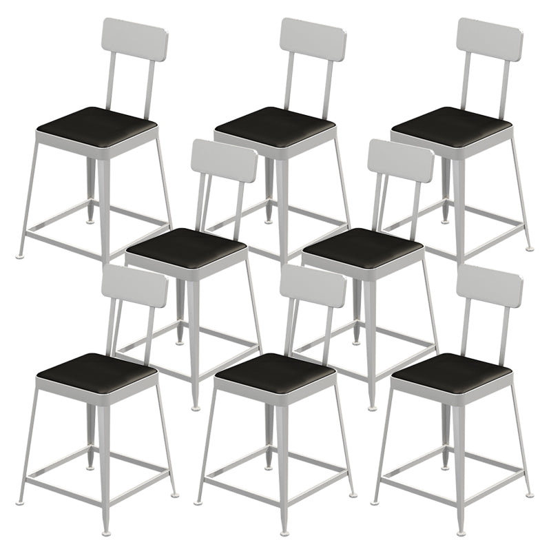 Industrial Low Back Barstools Square Bar Stools with Metal Base Silver 8 Piece Set Short Stool(18"H) Clearhalo 'Bar Furniture' 'Bar Stools' 'bar_stools' 'furn' 'furn_bar_stools' 'Furniture' 'Kitchen & Dining Furniture' 6962302