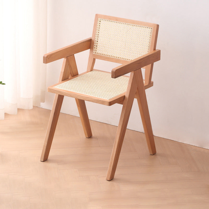 Solid Wood Kitchen Dining Chairs Contemporary Arm Chairs in Natural