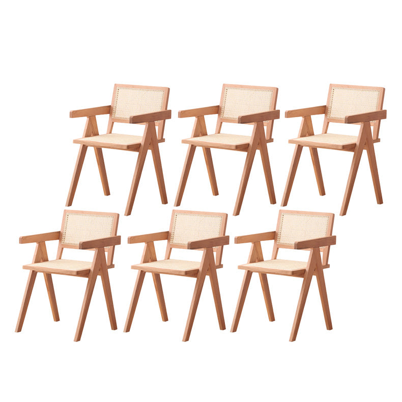 Solid Wood Kitchen Dining Chairs Contemporary Arm Chairs in Natural