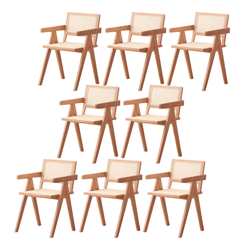 Solid Wood Kitchen Dining Chairs Contemporary Arm Chairs in Natural