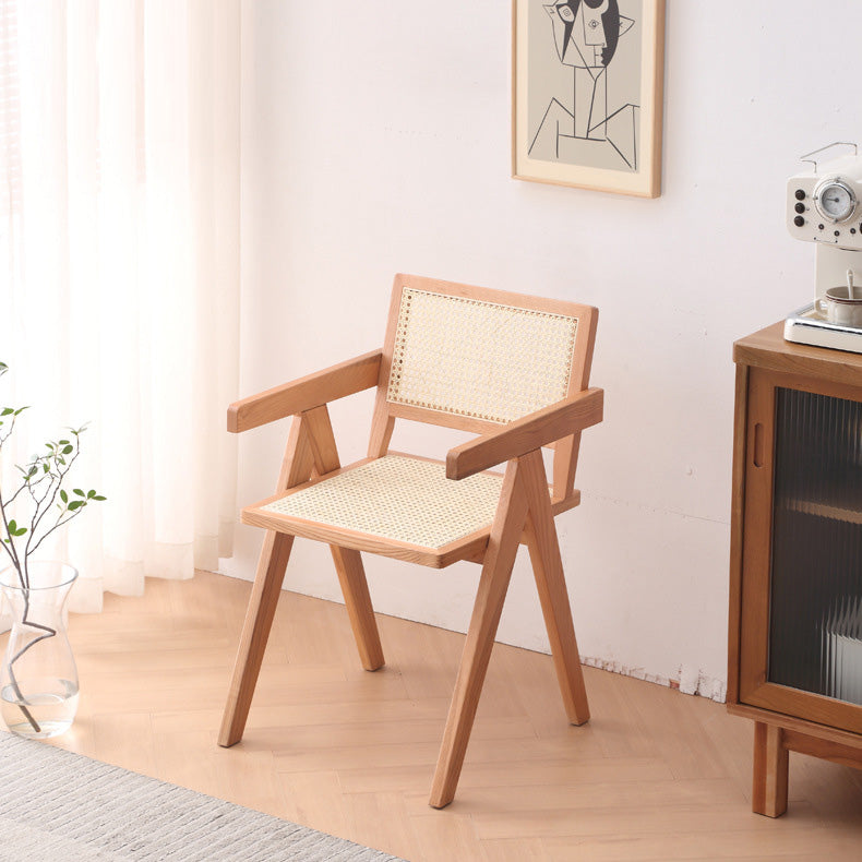 Solid Wood Kitchen Dining Chairs Contemporary Arm Chairs in Natural