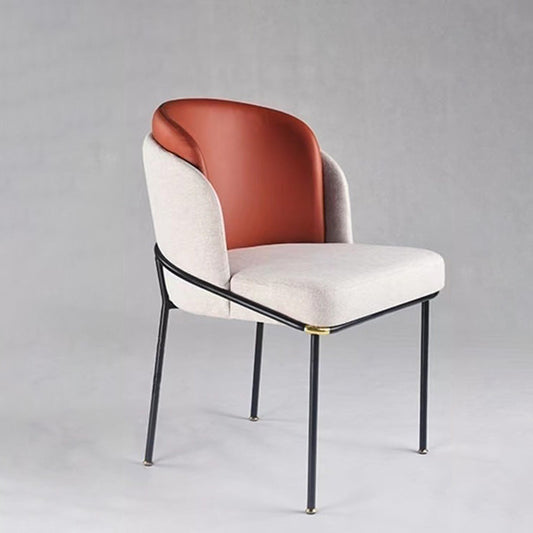 Chaises de salle à manger rembourrées chaises sans bras contemporaines avec base en métal