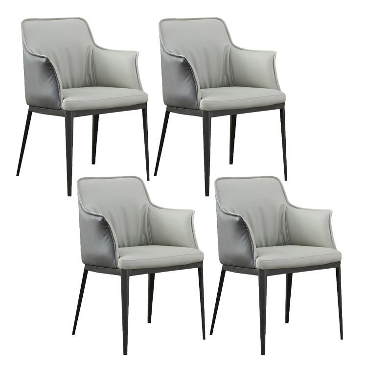 Upholstered Dining Chairs Faux Leather Arm Chairs with Metal Base 4 Piece Set Clearhalo 'Dining Chairs' 'Dining Tables & Seating' 'dining_chair' 'furn' 'furn_dining_chair' 'Furniture' 'Kitchen & Dining Furniture' 6962386