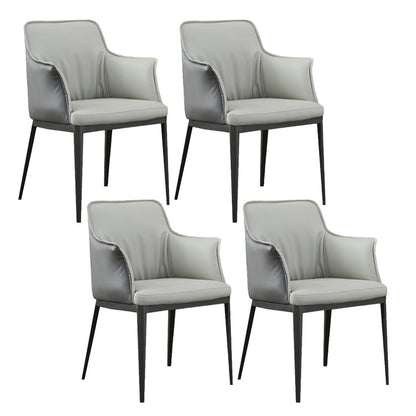 Upholstered Dining Chairs Faux Leather Arm Chairs with Metal Base 4 Piece Set Clearhalo 'Dining Chairs' 'Dining Tables & Seating' 'dining_chair' 'furn' 'furn_dining_chair' 'Furniture' 'Kitchen & Dining Furniture' 6962386