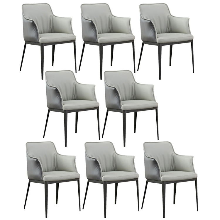 Upholstered Dining Chairs Faux Leather Arm Chairs with Metal Base 8 Piece Set Clearhalo 'Dining Chairs' 'Dining Tables & Seating' 'dining_chair' 'furn' 'furn_dining_chair' 'Furniture' 'Kitchen & Dining Furniture' 6962389