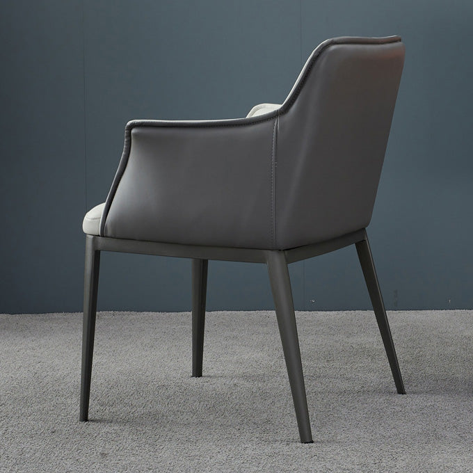 Upholstered Dining Chairs Faux Leather Arm Chairs with Metal Base Clearhalo 'Dining Chairs' 'Dining Tables & Seating' 'dining_chair' 'furn' 'furn_dining_chair' 'Furniture' 'Kitchen & Dining Furniture' 6962390