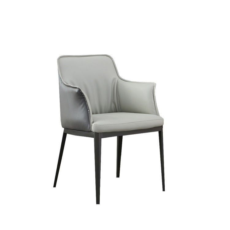 Upholstered Dining Chairs Faux Leather Arm Chairs with Metal Base Clearhalo 'Dining Chairs' 'Dining Tables & Seating' 'dining_chair' 'furn' 'furn_dining_chair' 'Furniture' 'Kitchen & Dining Furniture' 6962391